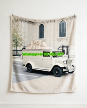 Burberry Vintage Delivery Van Flannel Sofa Throw Blanket for Wall Decor B060